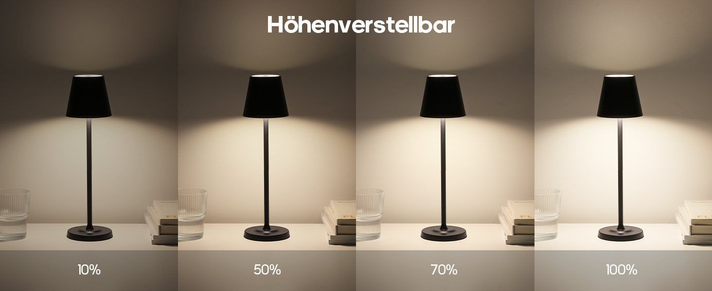 Світлодіодна настільна лампа 3-в-1 бездротова з акумулятором 5500mAh, регульована висота, димування, 3 кольори світла - USB акумуляторна настільна лампа металева водонепроникна сенсорна для дому та вулиці, чорна (набір 2 шт.)