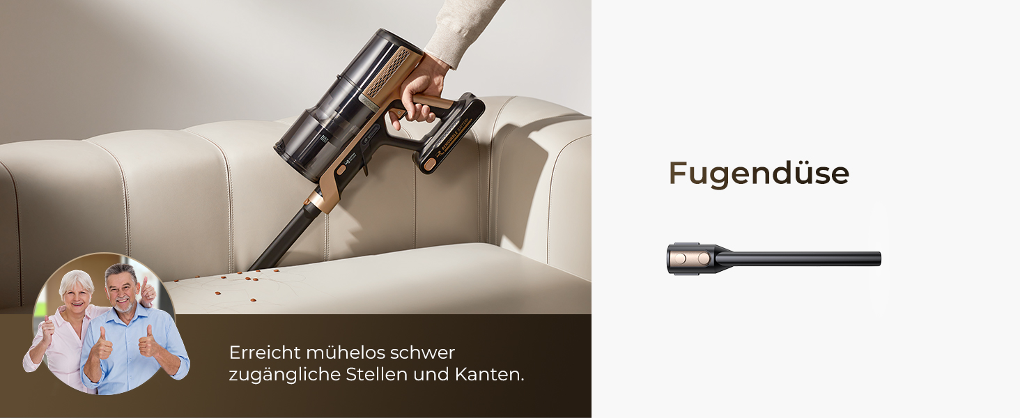 Бездротовий пилосос Proscenic P20 з функцією миття, 70KPa, 70 хв, 680W, самостійна док-станція, фільтр 6 шарів, 1,5л, для килимів та шерсті домашніх тварин, Aurum Black