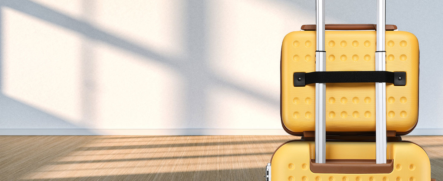 Чохол-валіза KONO з ABS-пластику, 65 x 42.5 x 25.5 см, з TSA-замком, білий, 24'M (жовтий, косметичка+20')