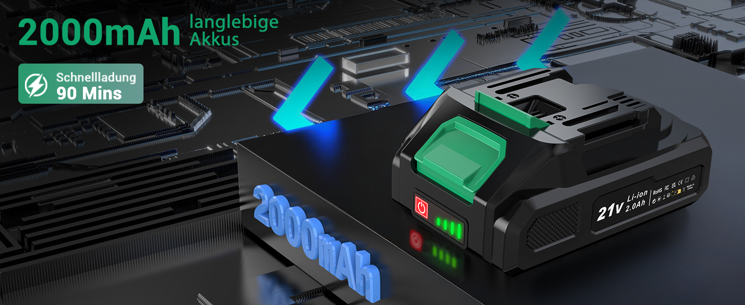 Акумуляторний шуруповерт безщітковий 21V BETENST з акумулятором 2.0Ah, 45Nm, 20 моментів, патрон 10mm, 2 швидкості, 20-ти елементний набір для дому, саду та DIY проектів (зелений)