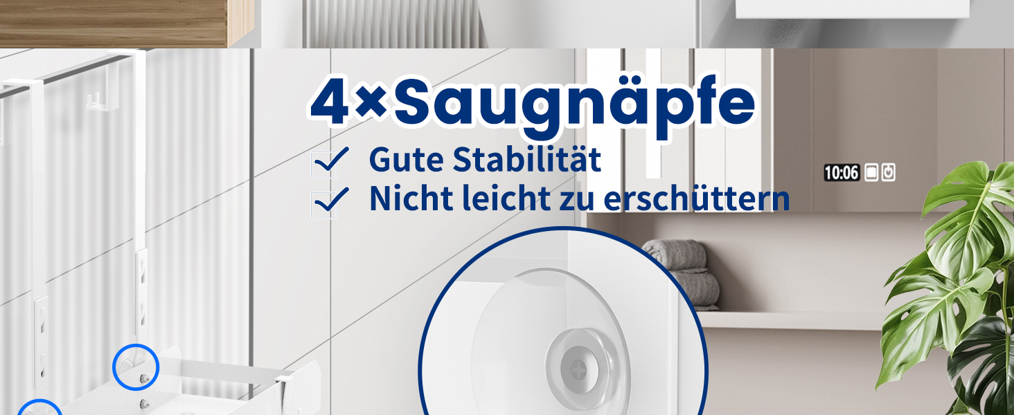 Поличка для душу MEIJO без свердління, органайзер для ванної кімнати з 4 гачками, білий