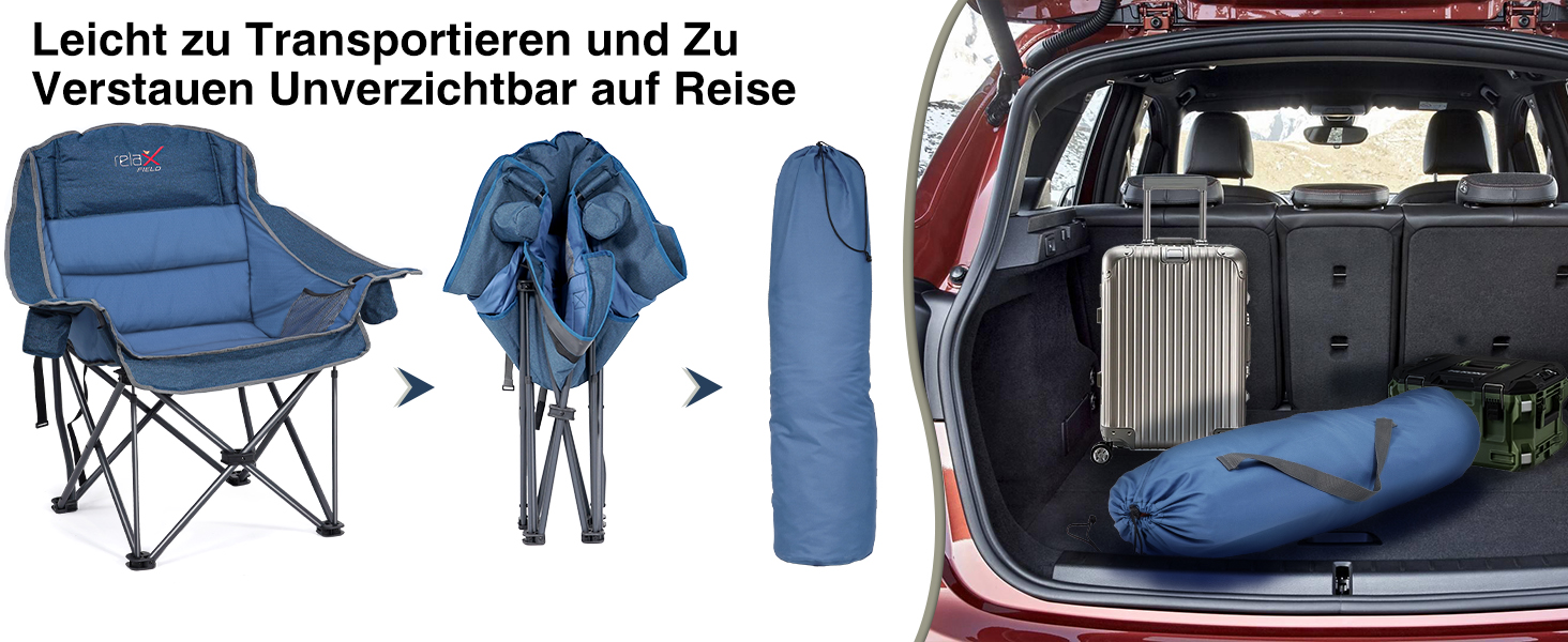 Великий складаний стілець для кемпінгу RELAX FIELD, 227 кг, Navy Blue