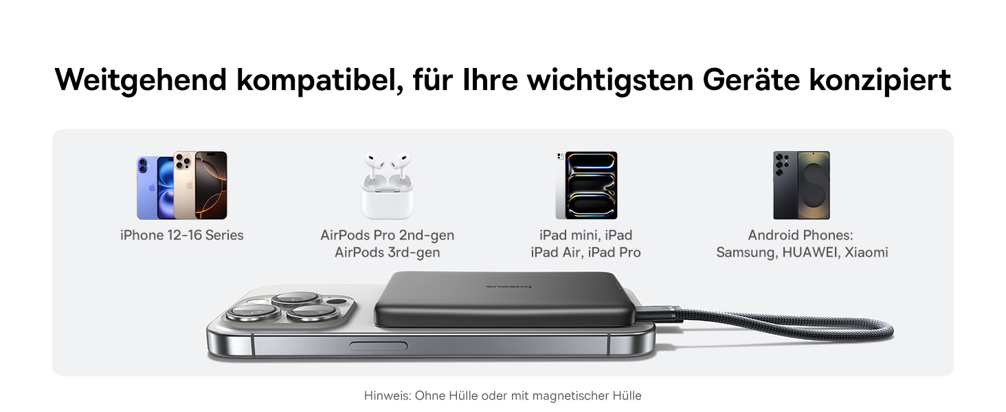 Power Bank Baseus Picogo AM41: 10000mAh, 15W Qi2 Magsafe, PD 27W, USB-C, для iPhone 17/16/15/14/13/12 (Чорний)