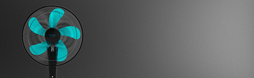 Стеляний вентилятор Cecotec EnergySilence Aero 450 з підсвічуванням. Потужність 50 Вт, діаметр 106 см, 4 лопаті, 3 швидкості, функція обігріву, чорний колір.