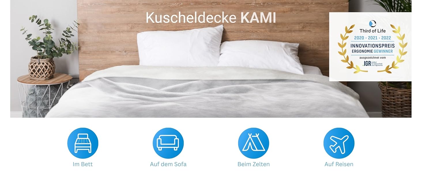 Плюшева ковдра KAMI 150x200 см синя, шерпа, тепла велика покривало для дивана, ліжка, з кишенею для телефону та гігієнічним захистом, зимова флісова ковдра