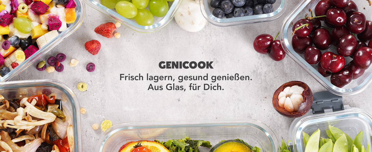 Скляні контейнери для зберігання їжі з кришками набір Frischhaltedosen: Meal Prep, мікрохвильова піч, морозилка, посудомийка, сірі