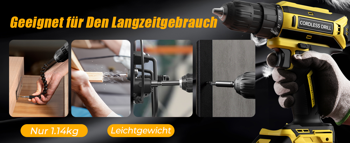 Акумуляторний шурупокрут/дрель 20V, 56 шт. у комплекті, 42Nm, LED-підсвічування, для дому та ремонту