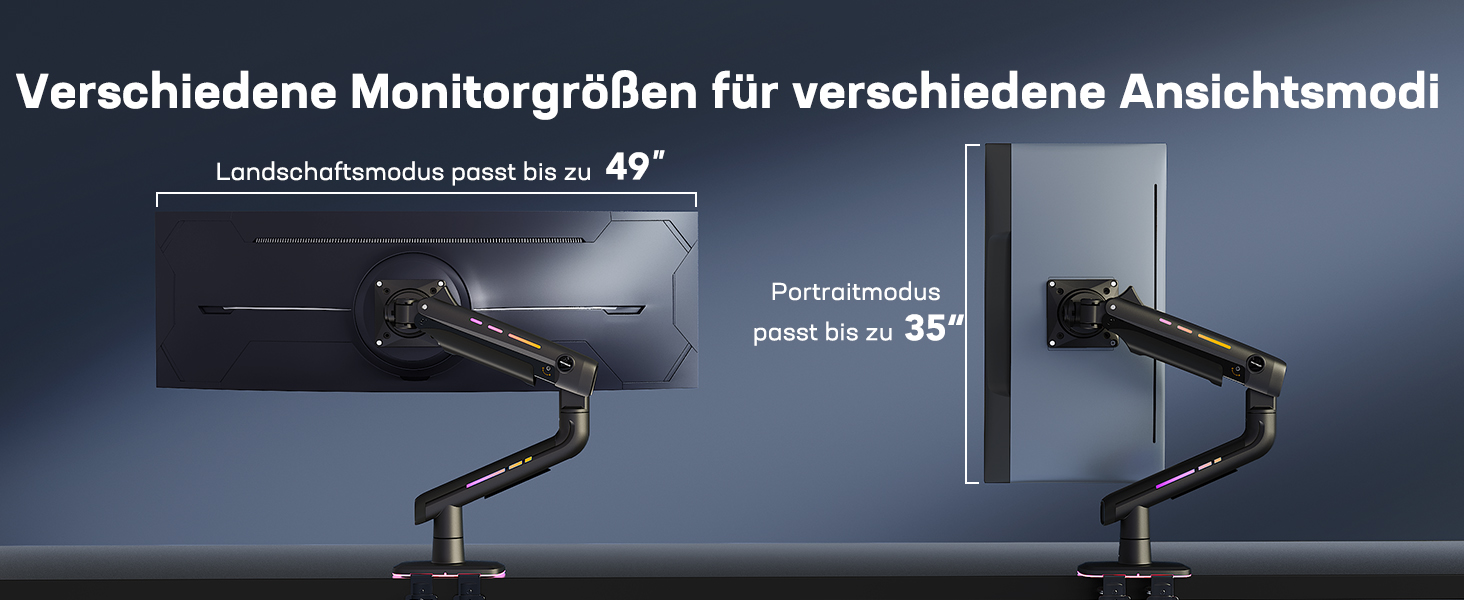 Кріплення для монітора HUANUO для Ultrawide до 49 дюймів, 18 кг, регульований кронштейн, VESA 100x100mm (RGB)