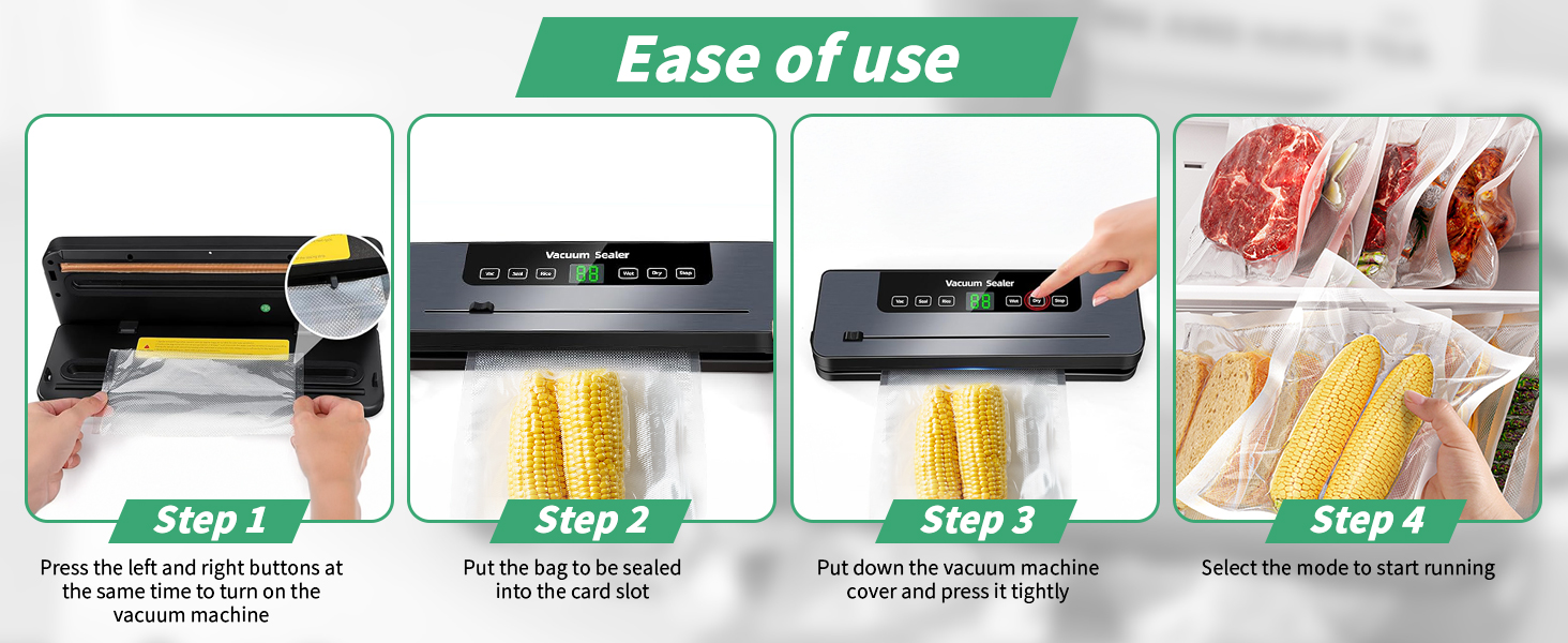 Вакуумний пакувальник 6-в-1 з цифровим LED-дисплеєм та 30 см зварювальною лінією, 50 шт. вакуумних пакетів, зовнішній шланг, для сухих та вологих продуктів, срібла
