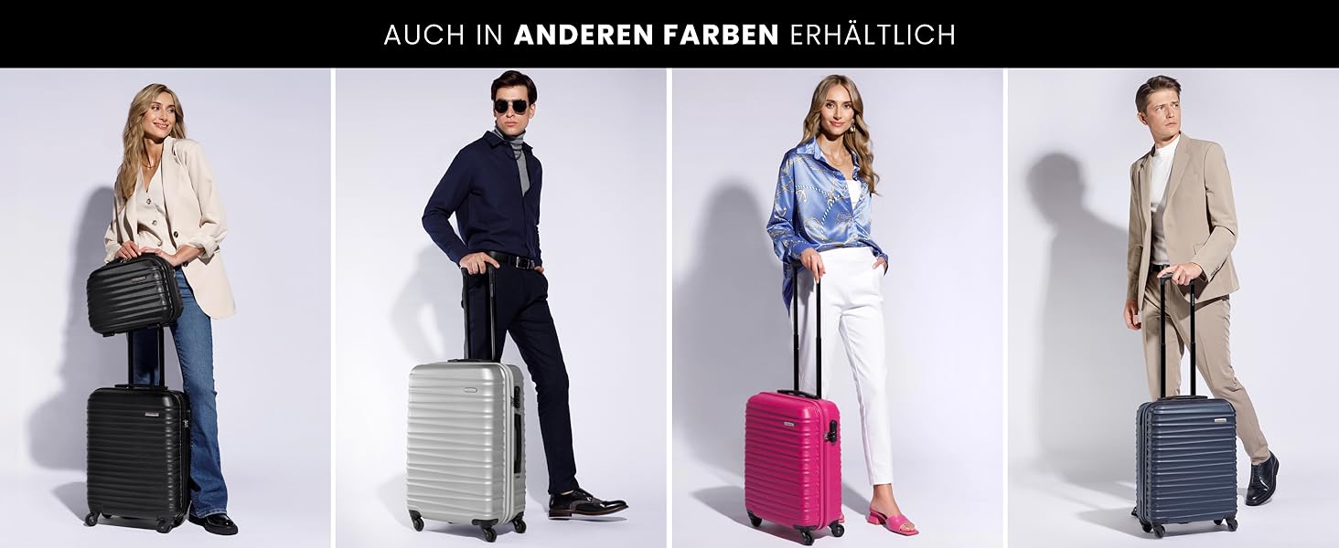 Валіза на колесах WITTCHEN Groove Line L (червона) з ABS-пластику, велика, для авіаперельотів (Lufthansa/Eurowings/Ryanair), з кодовим замком та 4 спіннерами