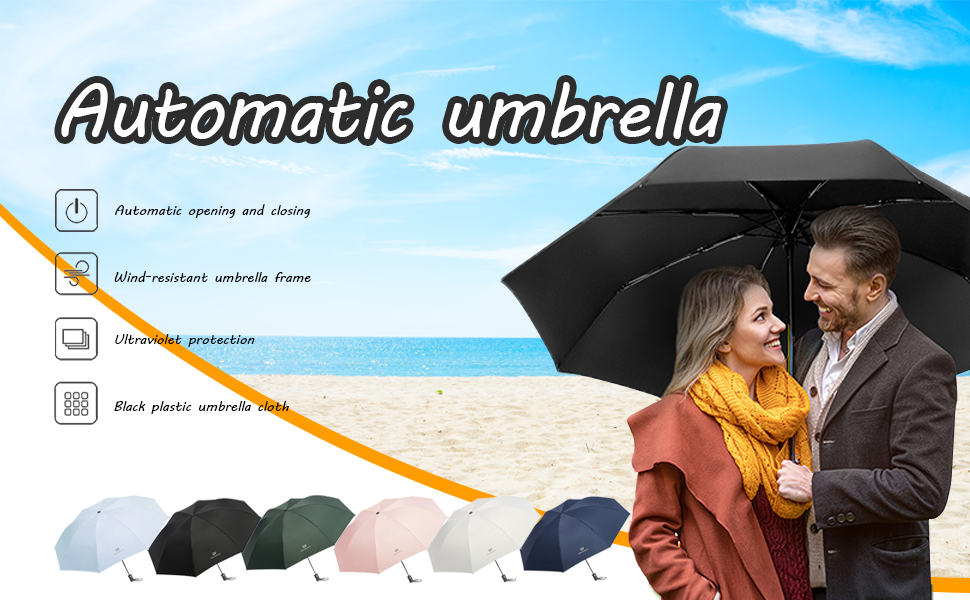 Зонт автоматичний штормостійкий з UV захистом, 8 ребер, легкий та міцний, білий