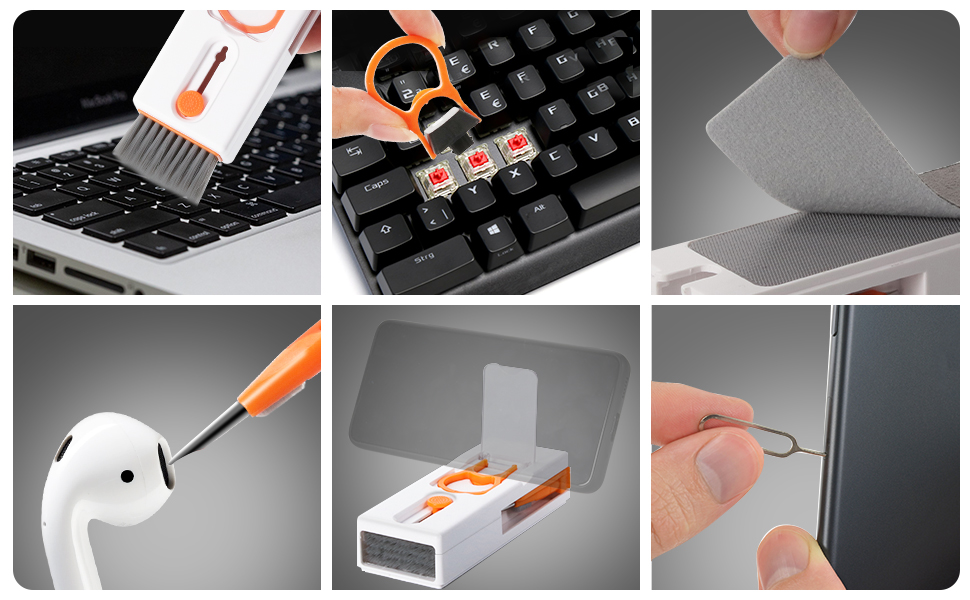 Набір для чищення клавіатури Alyvisun 11 в 1: для ноутбука, телефону, планшета, комп'ютера (помаранчевий)