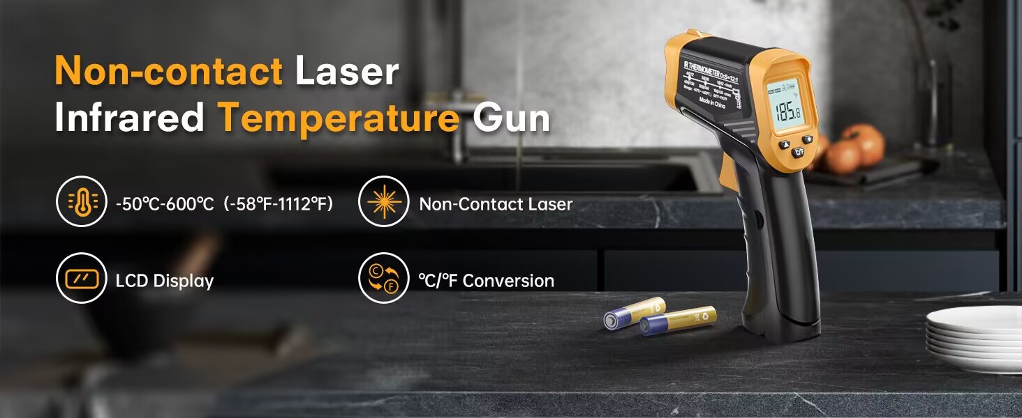 Інфрачервоний термометр Eventek -50°C до 600°C. Безконтактний цифровий лазерний термометр з підсвічуванням екрану. Для кухні, гриля, охолодження, промисловості. Базова комплектація