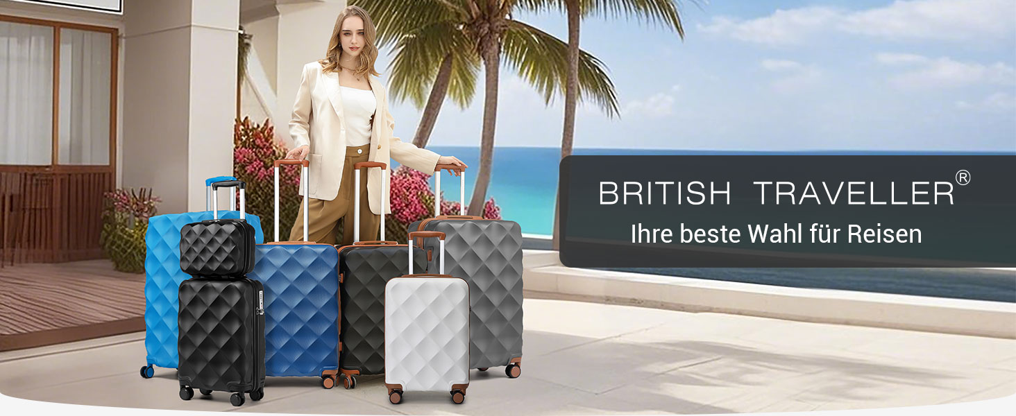 Чохол валіза British Traveller Hartschalenkoffer Groß, 74.5 x 49 x 30.5 см, сірий, з TSA-замком та 4 колесами для подорожей та бізнесу