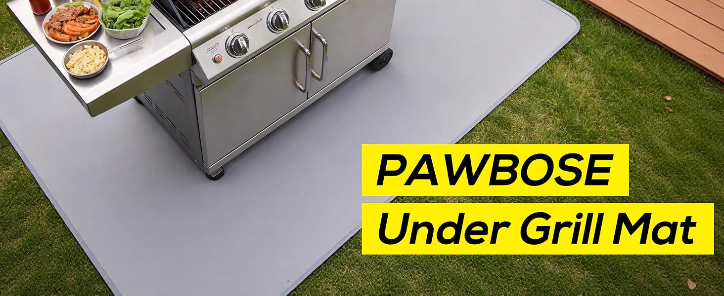 Вогнетривка підкладка під гриль PAWBOSE (100 x 150 см) — двостороння водонепроникна та олійостійка захисна підстилка для вуличних грилів та камінів