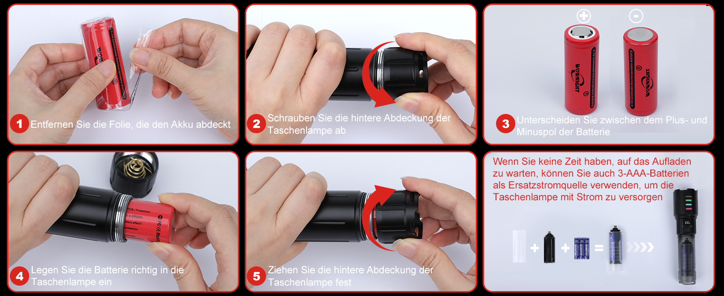 Ліхтар LED акумуляторний тактичний, 500000 люмен, 5 режимів, плавне регулювання яскравості, для кемпінгу та надзвичайних ситуацій, чорний