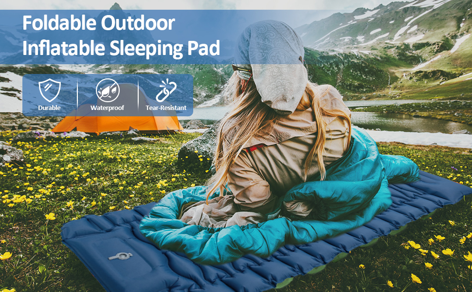 Саморозкладаний килимок для кемпінгу Samlonge: Товста повітряна матрац з насосом, водонепроникний, для відпочинку на природі, у наметі, для туризму