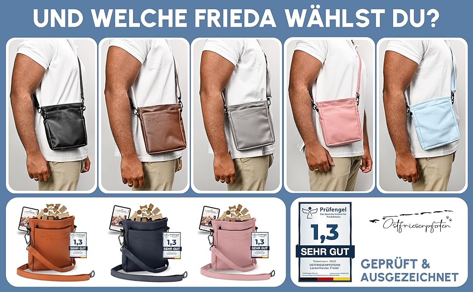 Футляр для ласощів для собак 'Frieda' з високоякісної штучної шкіри, чорний, розмір M. Зручна застібка EasyOpen на магніті, гаманчик для ласощів, сумка для прогулянок з собакою.