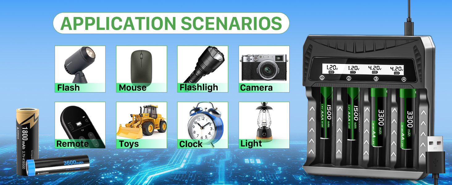 Зарядний пристрій для акумуляторів 18650 з LCD дисплеєм, 12 слотів, універсальний, підходить для 26650, 16340, 14500, 18350, 18500 AA AAA (тільки зарядний пристрій)