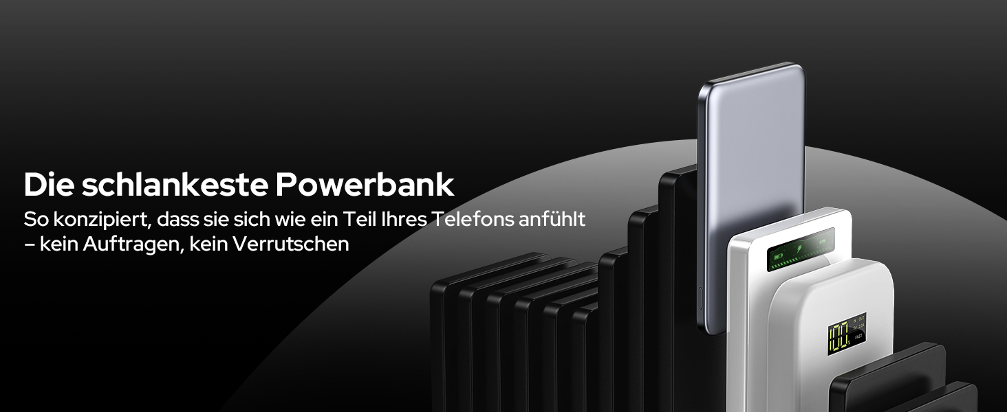 Магнітний Power Bank для iPhone з підтримкою MagSafe 5000mAh, зовнішній акумулятор з бездротовою зарядкою та USB-C, сріблястий