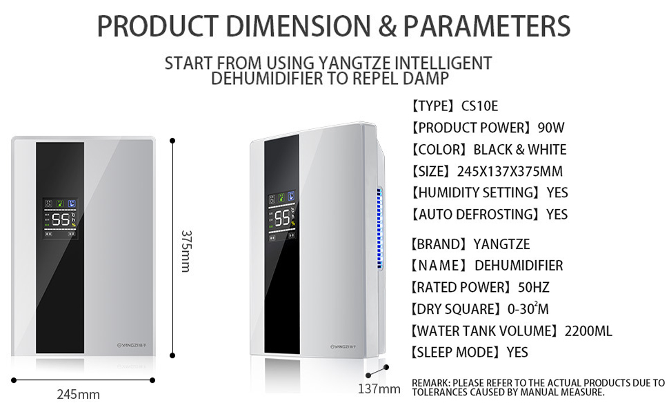 Електричний осушувач повітря 2200 мл - тихий, для дому та спальні, 30 м²/24 год, таймер, LED, автовимкнення