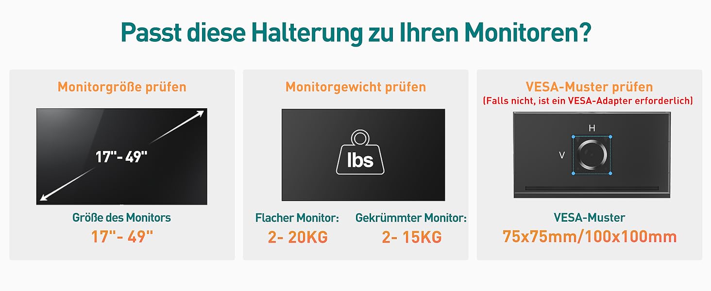Кріплення для монітора ELIVED EV3227 для моніторів до 49 дюймів, вантажопідйомність до 20 кг, VESA 75/100 мм, газ-амортизатор, регульований нахил, поворот, оберт