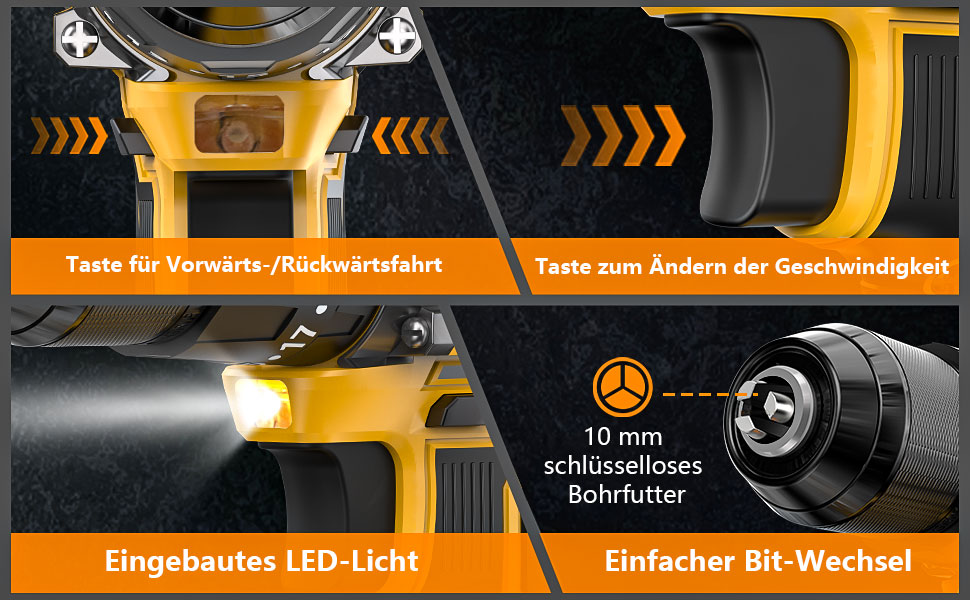 Акумуляторний шуруповерт 21V з набором 2 акумулятори 2.0Ah, 55Nm, 23+3 ступені, 10мм патрон, 2 швидкості, LED-ліхтик, 24шт аксесуарів та кейс для дому та саду