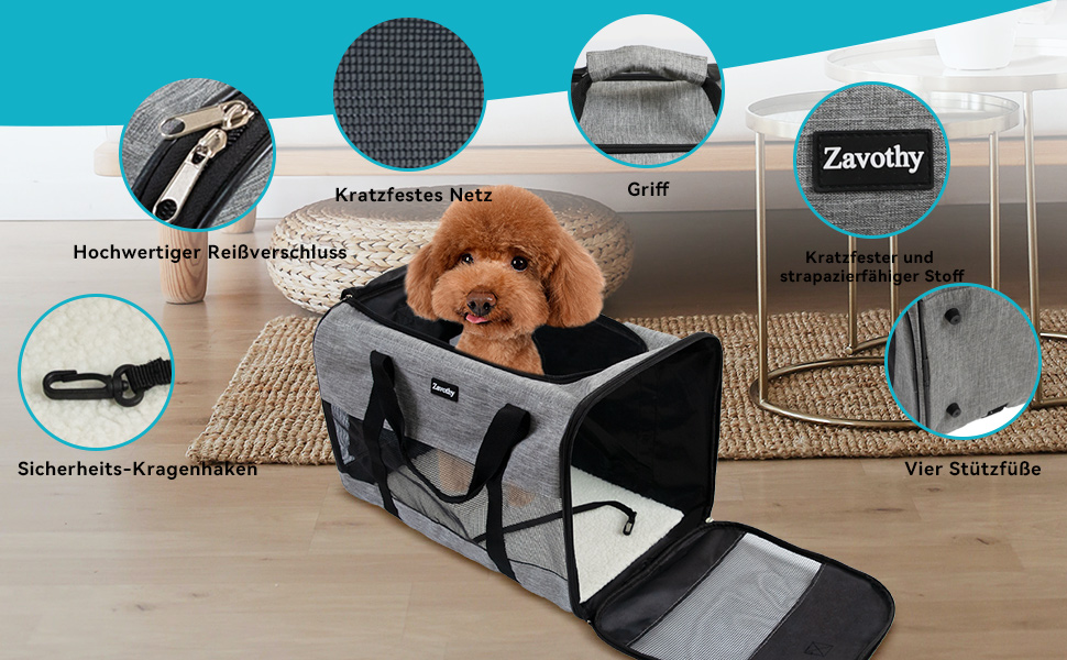 Транспортна сумка для котів та собак, дихаюча та складна, транспортна переноска з регульованим плечовим ременем, знімна плюшева матрацна подушка (Сірий, L)