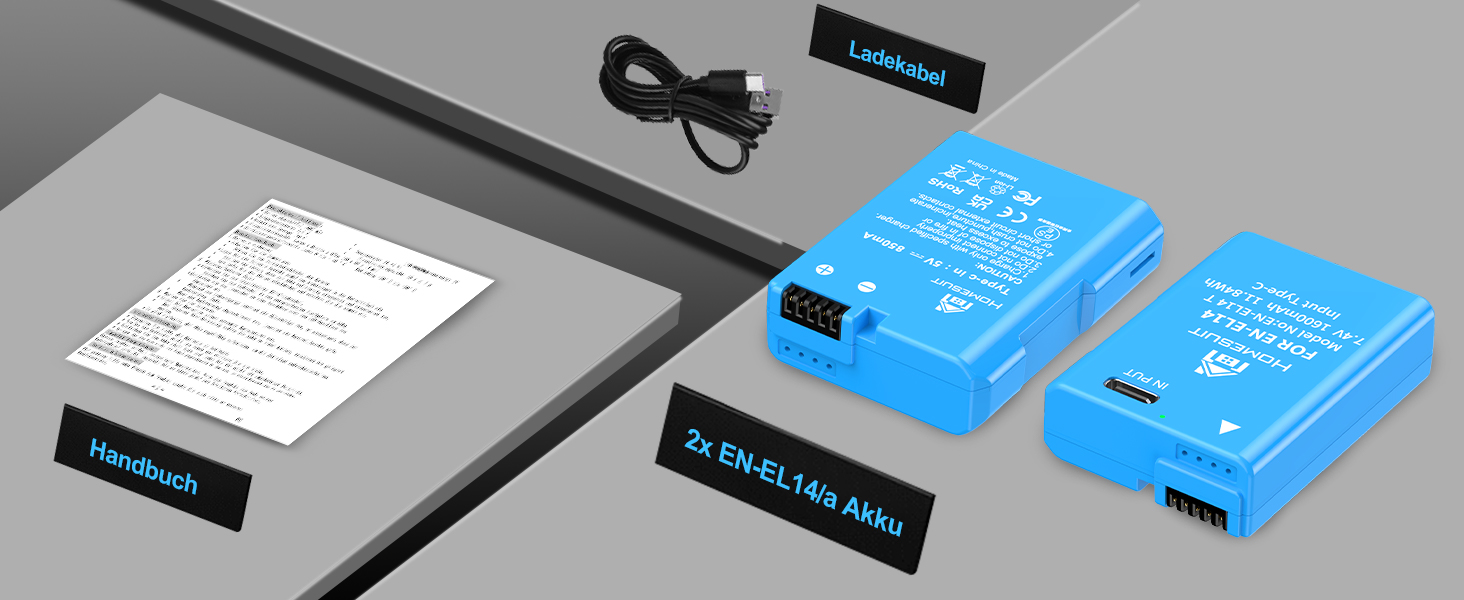 Акумулятор EN-EL14 1300mAh для Nikon + USB LED зарядний пристрій (2 шт.)