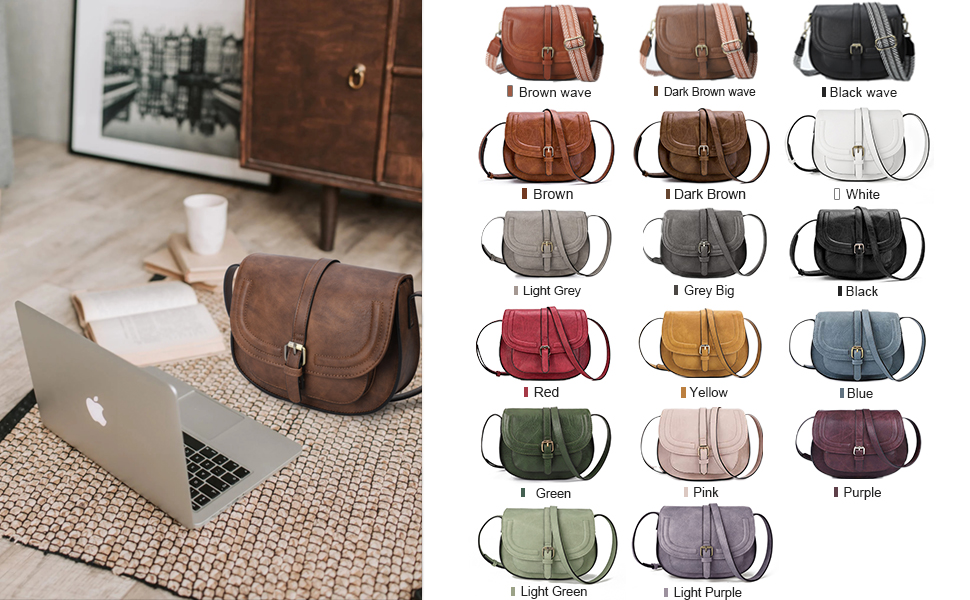 Сумка жіноча AFKOMST через плече з PU шкіри, коричнева хвиля. Регульований знімний ремінець.