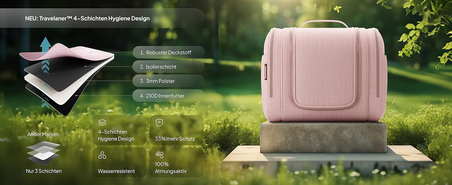 Чохол-органайзер для подорожей Traveaner, 7 відділень, 3-в-1, водонепроникний, рожевий, XXL