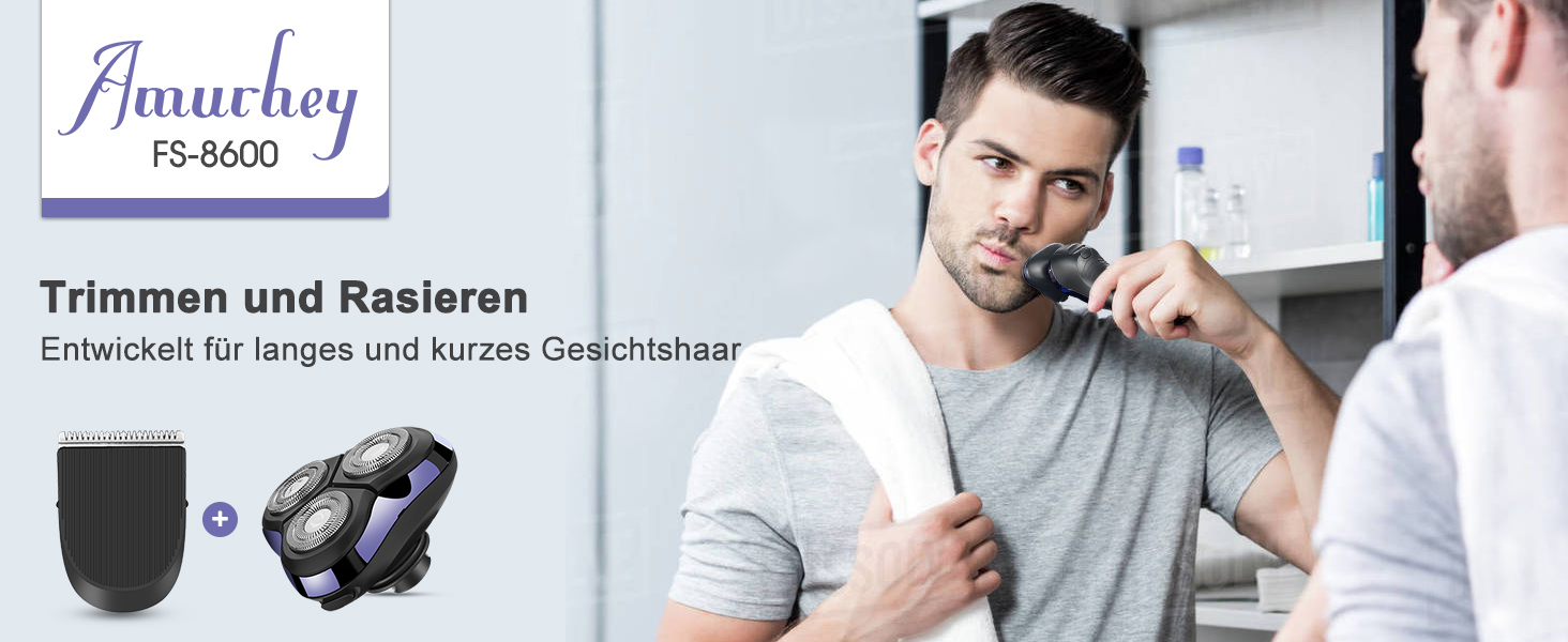 Електричний гоління для чоловіків Amurhey 5-в-1, тример для бороди, 3 насадки, 99 хв роботи, для мокрого та сухого гоління, станція зарядки, подарунок для чоловіків