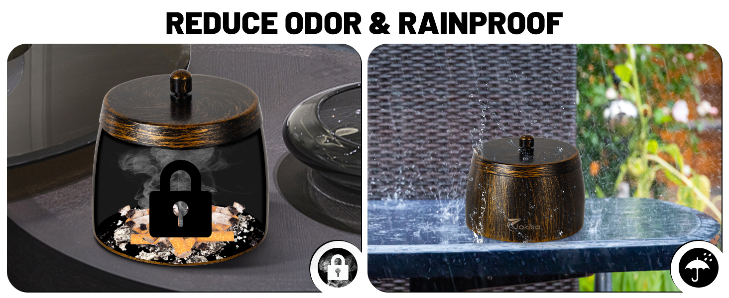 Набір ашеновічників для вулиці 2 шт., нержавіюча сталь, ретро дизайн, з кришкою, для внутрішнього та зовнішнього використання, вітрозахисний, з неслизьким дном, для саду, бару та балкону