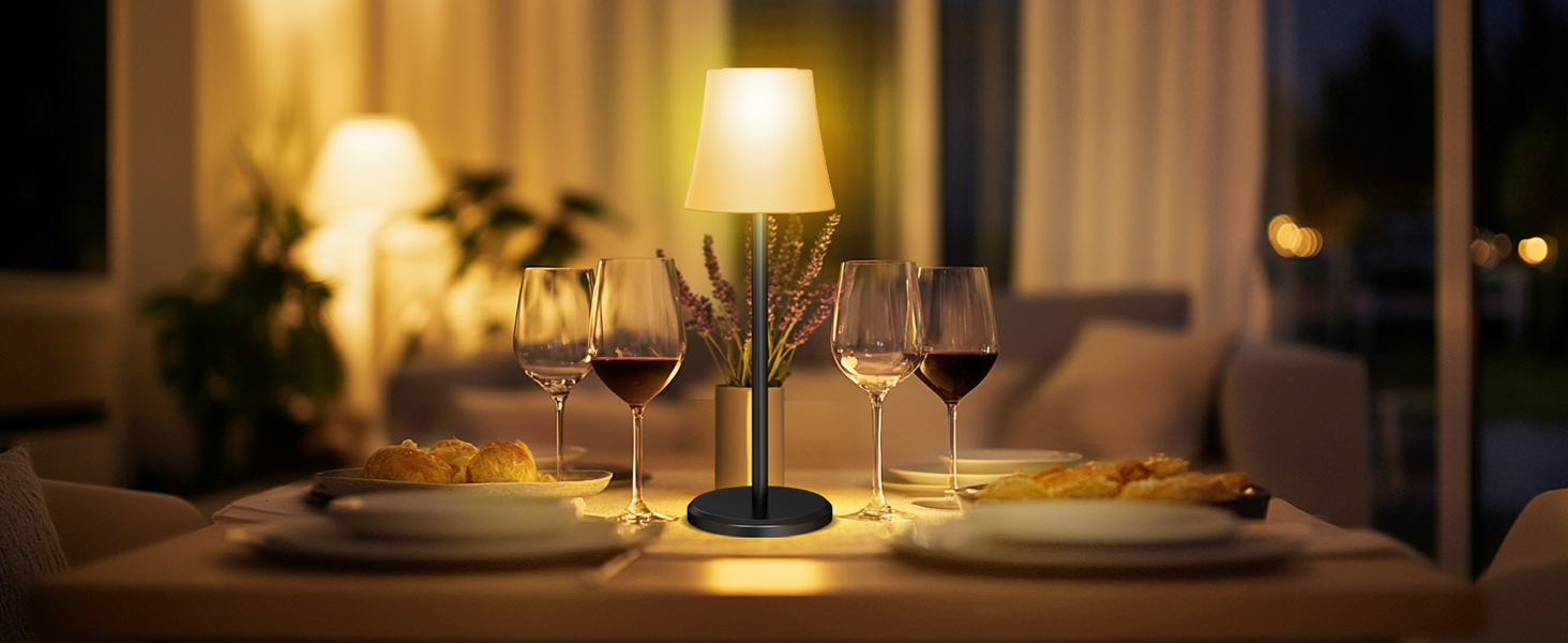 Бездротова LED лампа Suright для столу: регульоване світло, 3 кольори + RGB, сенсорне управління, IP54, для дому та відпочинку