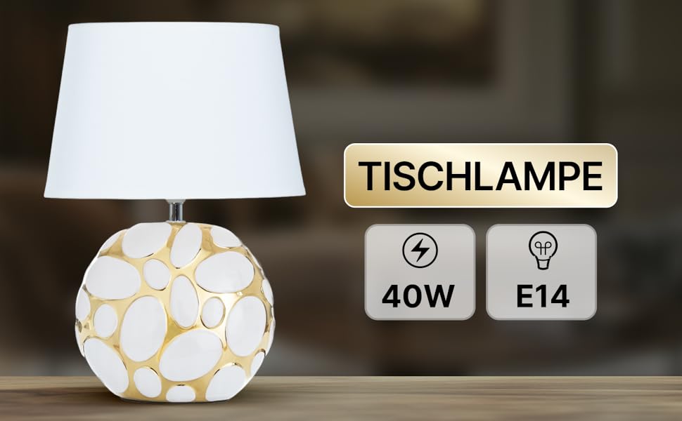 ARTE LAMP Poppy LED лампа настільна з кабелем – Хром/Біла настільна лампа з абажуром з білого текстилю для вітальні та спальні (Poppy Gold)