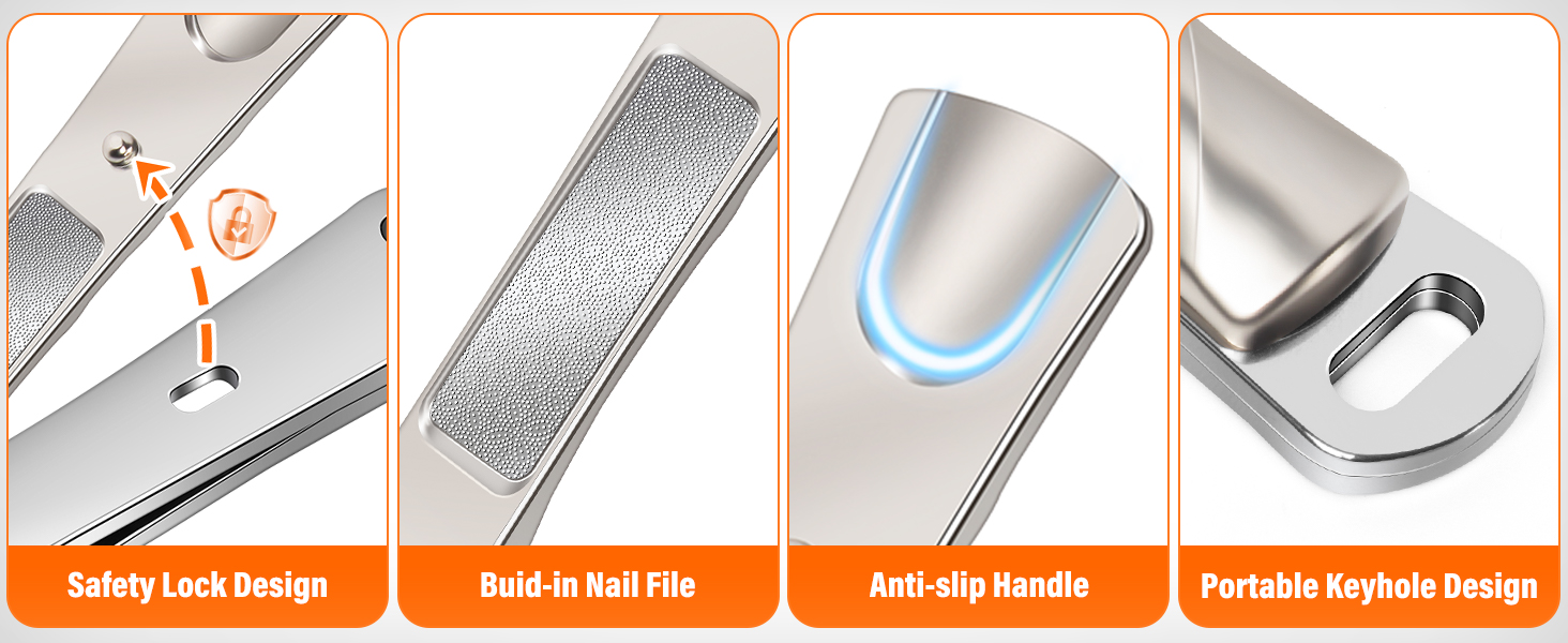 Професійний нігтеріз для нігтів, DRMODE для літніх людей та товстих нігтів, широкий отвір, гострий нігтевий щипчик, довга ручка, нахилена вигнута клин, сріблястий