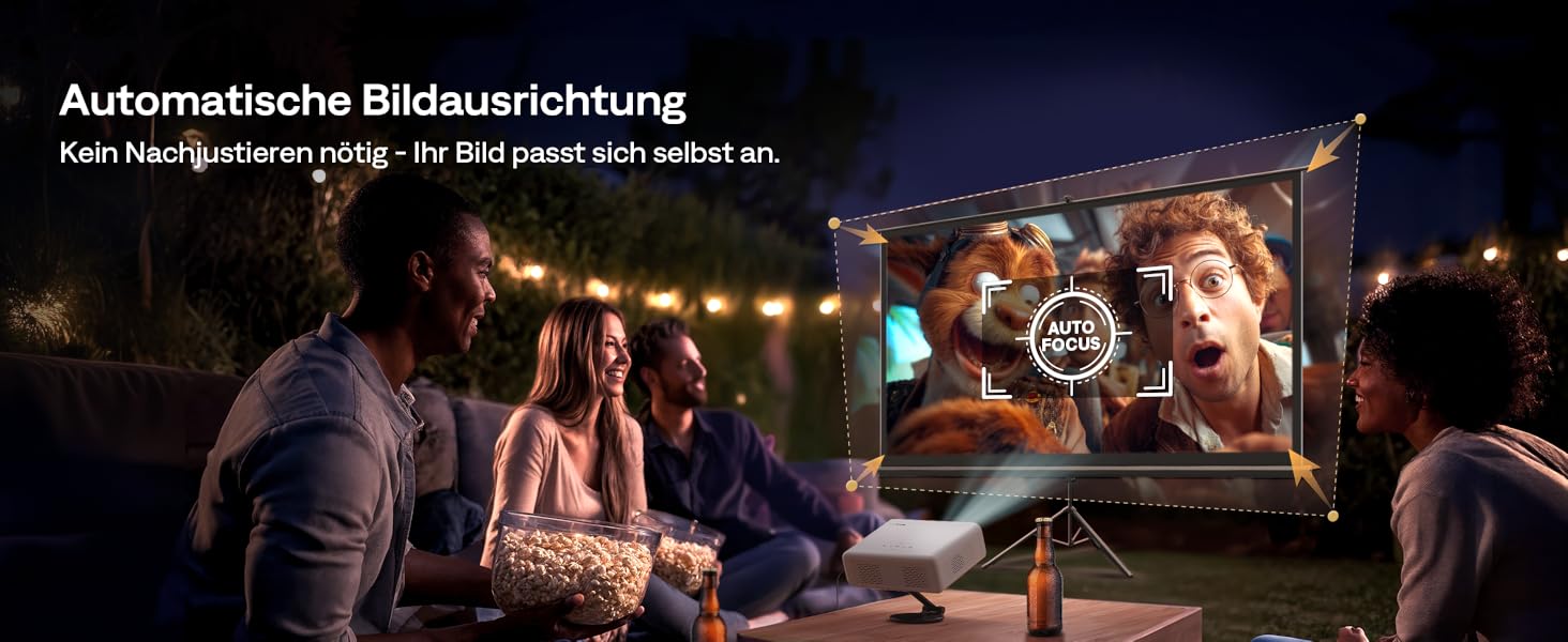 Aurzen Eazze D1 Smart Beamer: 4K проєктор для домашнього кінотеатру з WiFi, Bluetooth, автофокусом та корекцією трапецеїдальних спотворень. Підтримка Netflix, Dolby Audio, Full HD 1080P. Білий (GTV)