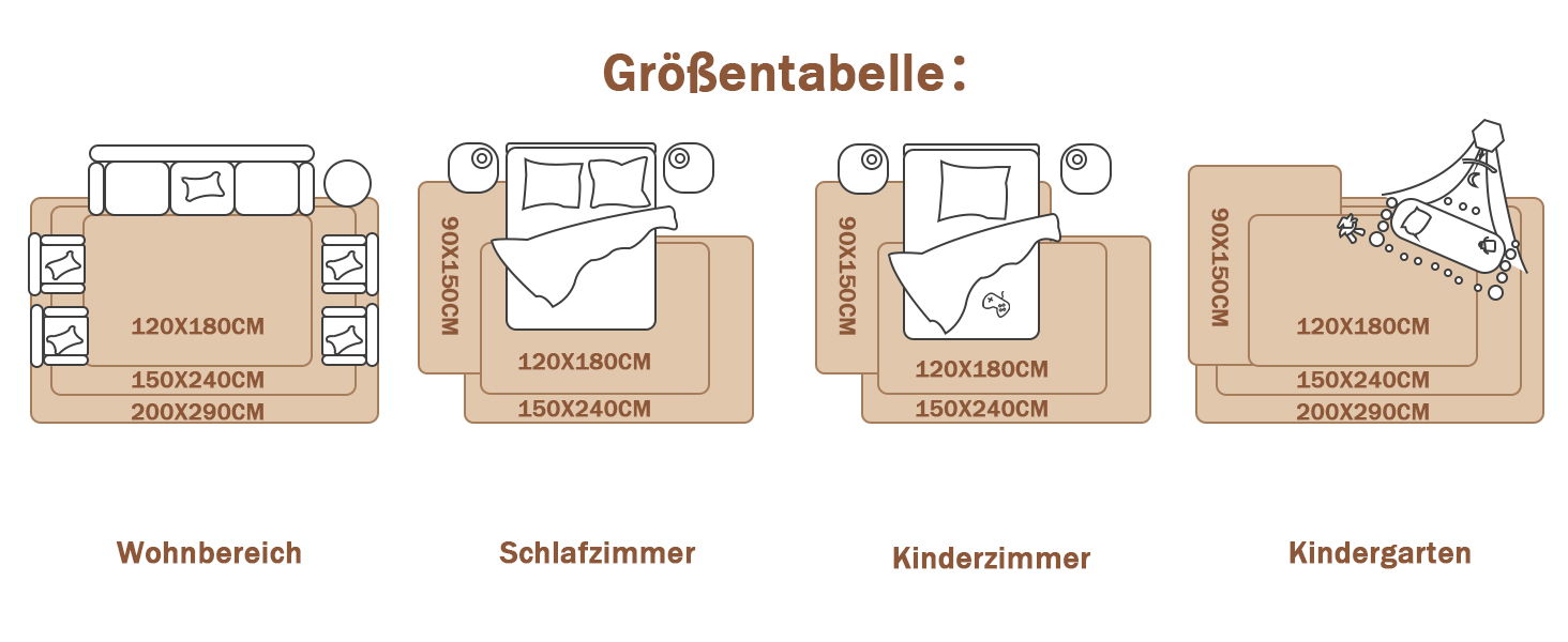 CHOSHOME Килим для спальні, вітальні: м'який, сучасний, з високим ворсом, антиковзаюча підкладка, для дитячої кімнати, шаги, 90x150 см (Бежевий, 150x240 см)