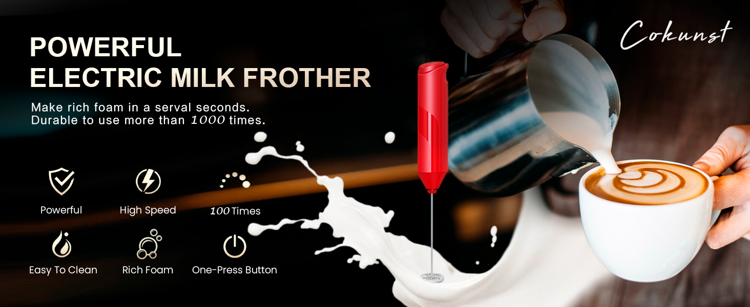 Ручний пінозмішувач COKUNST для матча, кави, гарячого шоколаду та лате - чорний (без підставки)
