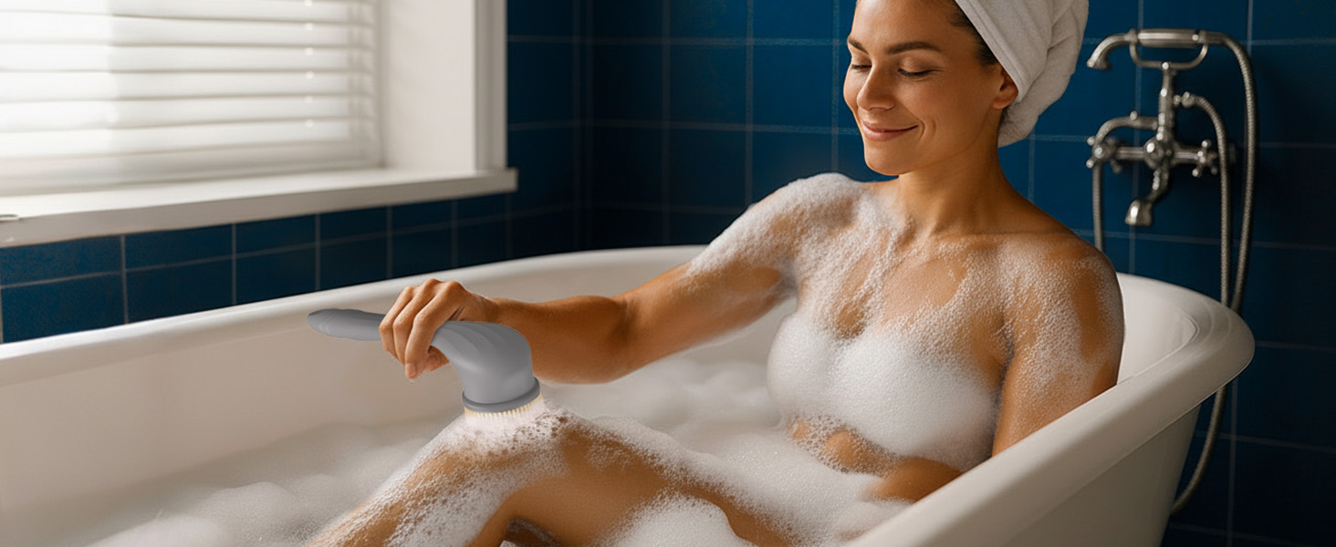 Електрична щітка для спини VOYOR BC300 (сіра): для скрабу та масажу тіла, водонепроникна, USB-зарядка