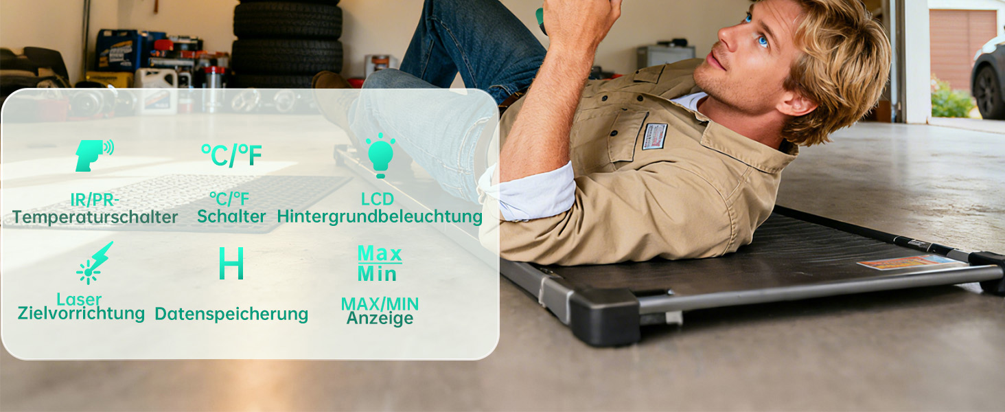 Інфрачервоний термометр ERICKHILL -50°C до 800°C, безконтактний цифровий лазерний термометр з щупом для м'яса -50°C до 300°C, регульований коефіцієнт випромінювання – для приготування їжі/грилю/заморожування