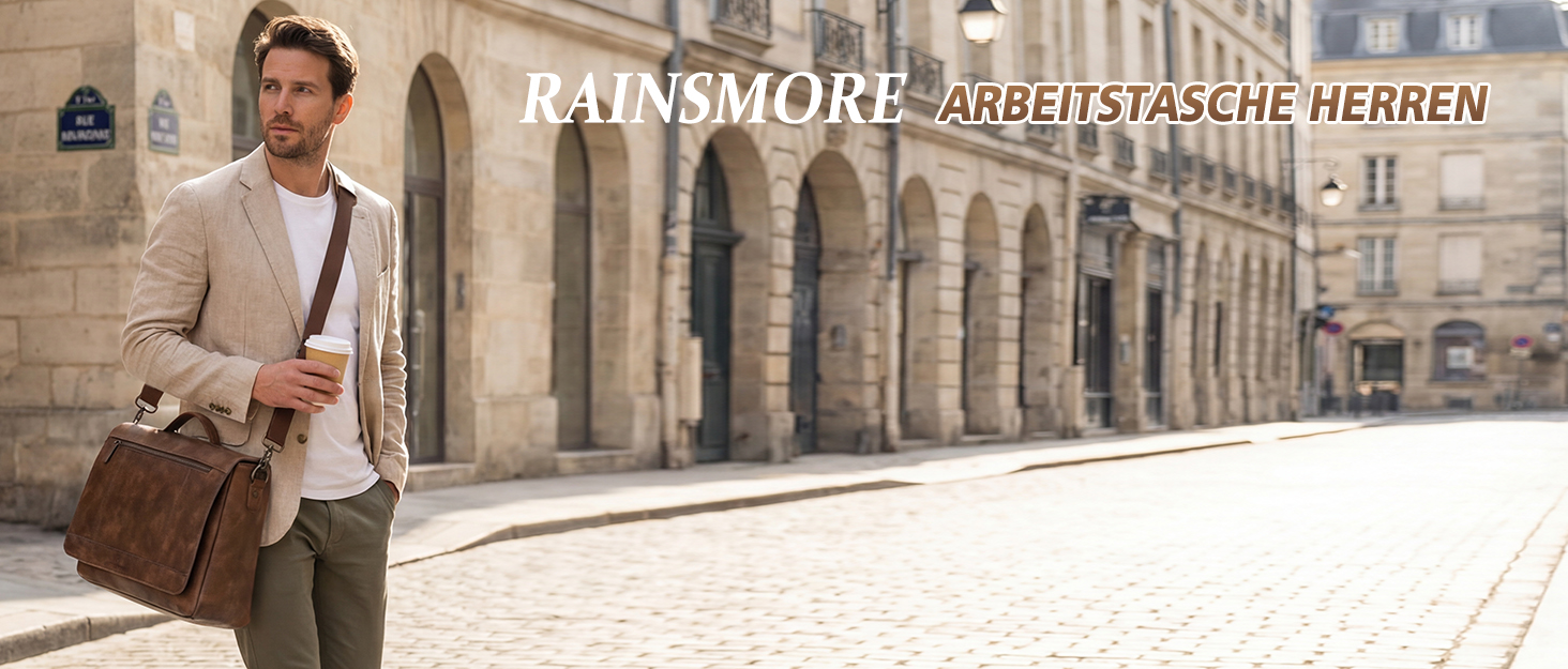 Сумка чоловіча RAINSMORE шкіряна вінтажна через плече для ноутбука 15.6