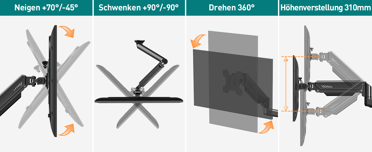 Кріплення для монітора ELIVED EV023A: газліфт, 13-32