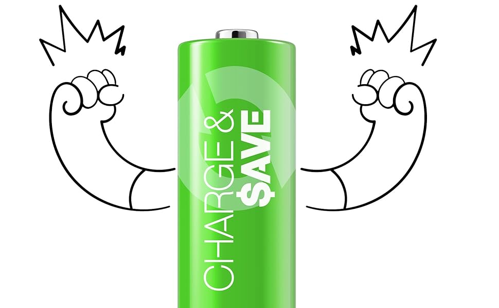 Зарядний пристрій для акумуляторів GP Charge&Save AA AAA з USB-C, 4 слоти, швидка зарядка, LED-індикатор, компактний дизайн