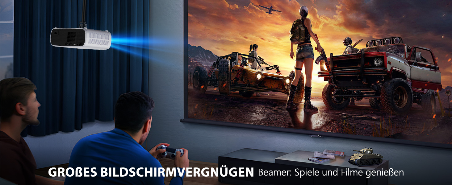 Wielio 2025 Smart Beamer: Android 11, 1080P (4K), WiFi 6, Bluetooth 5.2, 20000 Lumens, для дому, сумісний з iOS/Android/PS5