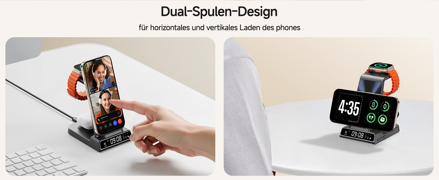 Бездротова зарядна станція 3-в-1 для Apple iPhone 16/15/14/13/12 Pro/Plus, Apple Watch Ultra 2/9/8/7/6/5, AirPods Pro/4/3/2 Tech-Grau