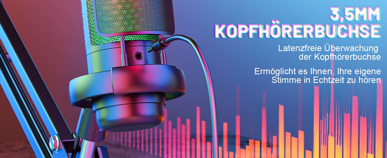 USB мікрофон для геймінгу та стримінгу: конденсаторний мікрофон з виносним кріпленням, кабель 1.5м, сумісний з PC, PS4/PS5, iOS/Windows/Android