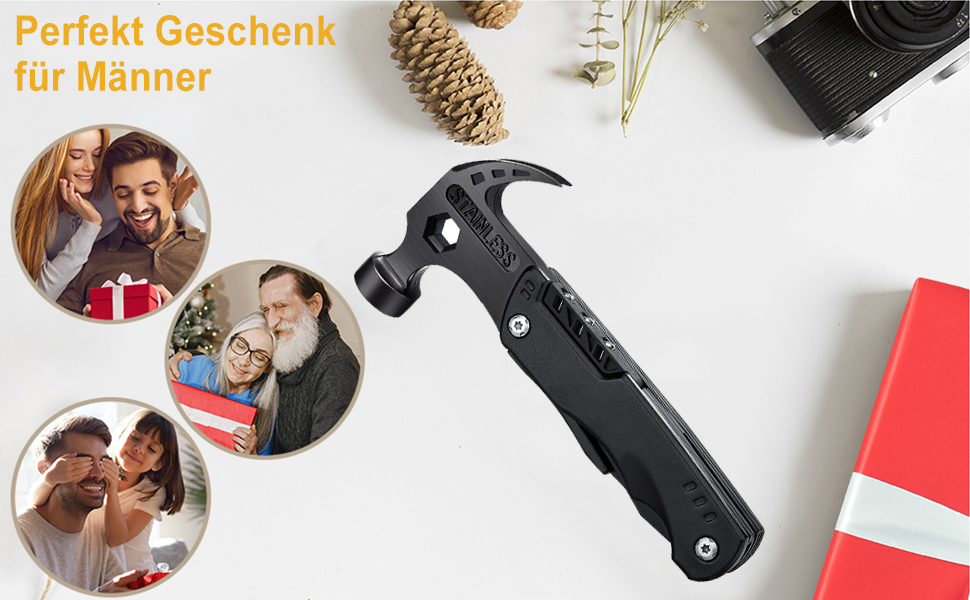 Мультитул 16 в 1 для чоловіків: подарунок на День батька, на ювілей, для кемпінгу (чорний)