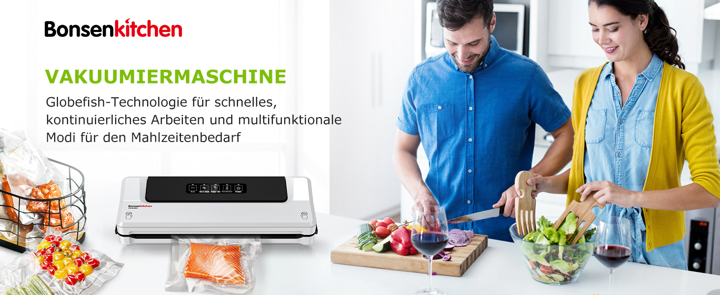 Вакуумний пакувальник Bonsenkitchen для продуктів харчування та Sous Vide, 40 пакетів у комплекті
