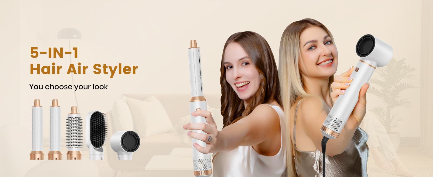 Набір для укладки волосся 6 в 1: фен-щітка, плойка, випрямляч, термощітка, фен, локони. 110000 об/хв.